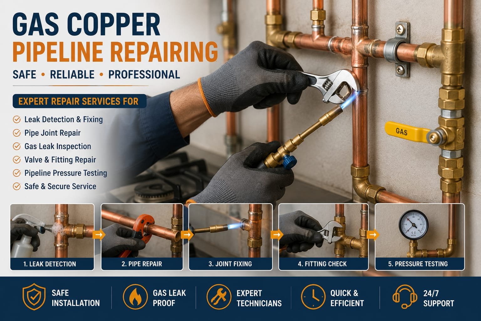 Gas Copper Pipeline Repairing